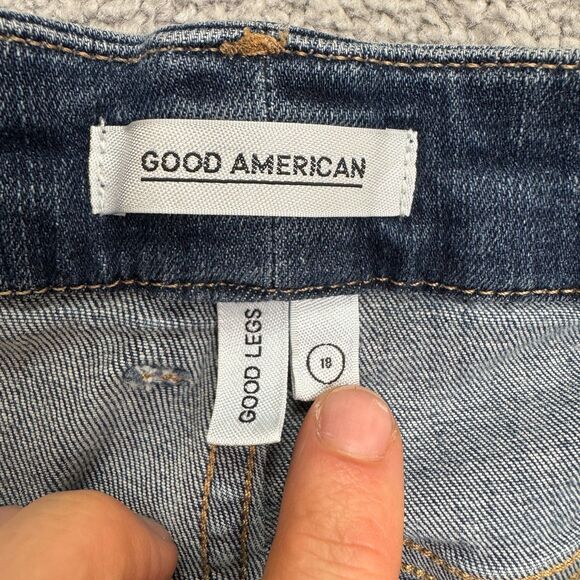 Good American Good Legs High Rise Skinny Denim Jeans Womens 18 Plus Dark Wash - Picture 6 of 16